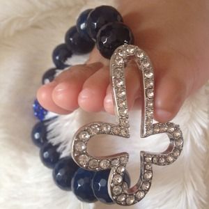 Cobalt Agate Faceted Gemstone Bead Bracelet