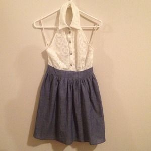F21 lace & denim dress