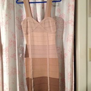 Nude ombré bandage dress