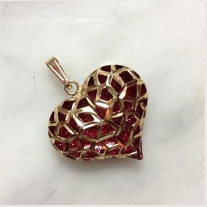 14k gold Bubble Heart Filigree Pendant