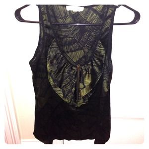 Forest green and black ruffle top