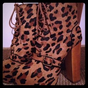 Leopard print booties