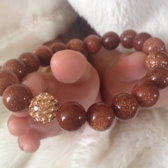 REDUCED! Goldstone Gemstone Bead Stretch Bracelet
