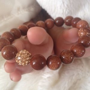 REDUCED! Goldstone Gemstone Bead Stretch Bracelet