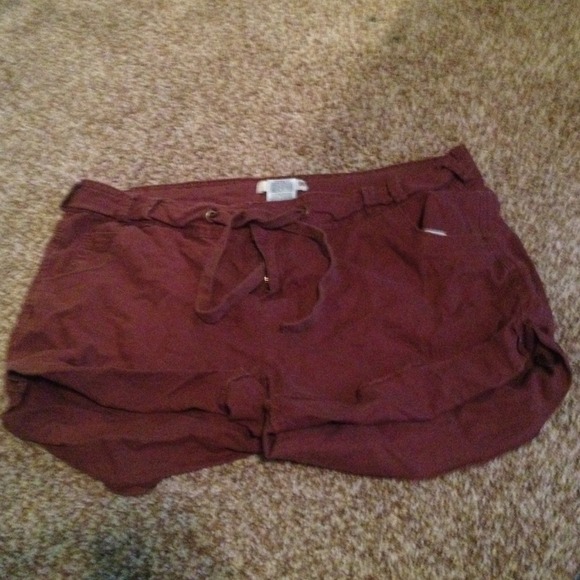 Brown Shorts with Tie in Front