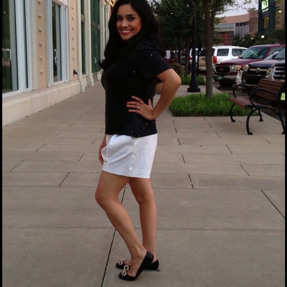 Trina Turk shorts St John Caviar Black sequin top