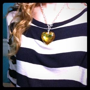 Amber Heart Pendant Necklace