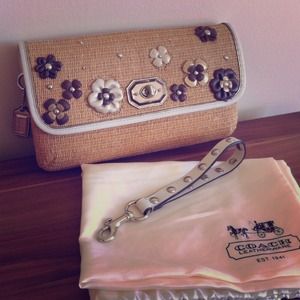 Coach flower straw clutch