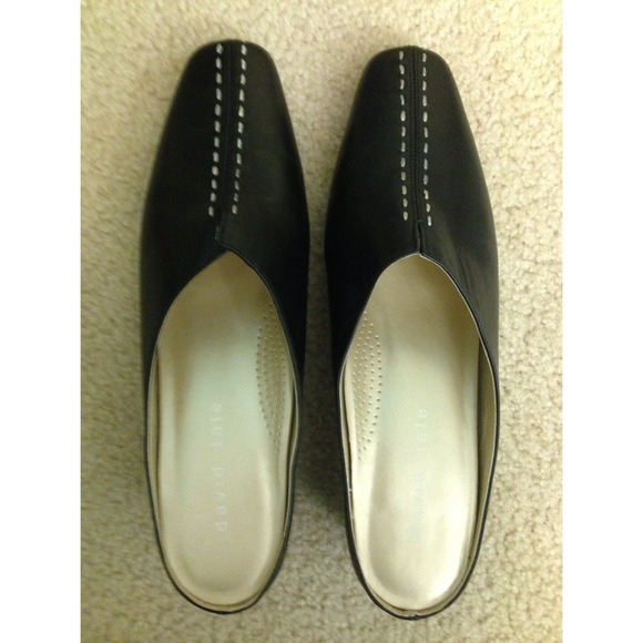 Black Stitched David Tate Open Back Shoes