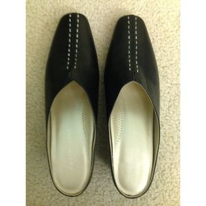 Black Stitched David Tate Open Back Shoes