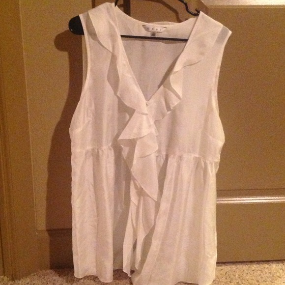 Cabi peasant high low silk blouse sheer