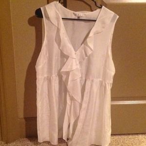 Cabi peasant high low silk blouse sheer