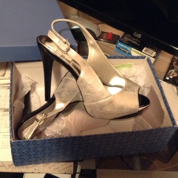 Vera Wang silver dress shoes.