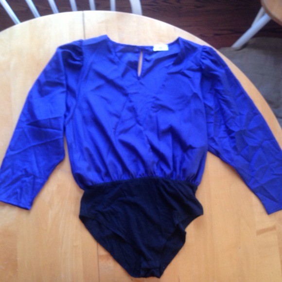 NWOT Blue, deep V, body suit!
