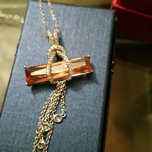 Orange rhinestone with cz necklace