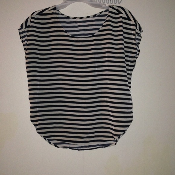 Black in brown stripe shirt