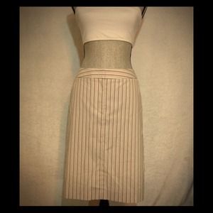 ANN TAYLOR🌺Skirt Lined Striped Tan Cream Navy