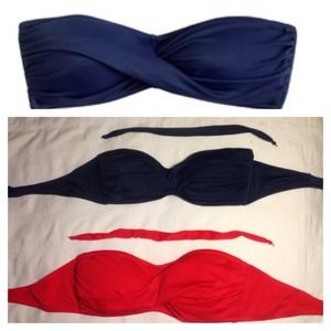 2 J. Crew Twist Front Bandeaus (red and navy)