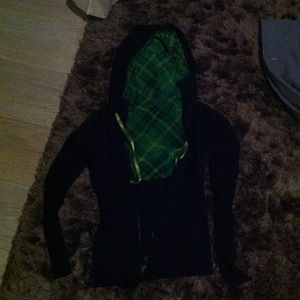 Lululemon green plaid and black jacket