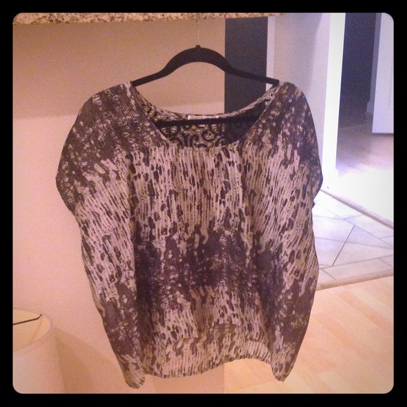 COUTURE SILK BLACK PRINT SHIRT WITH LACE BACK