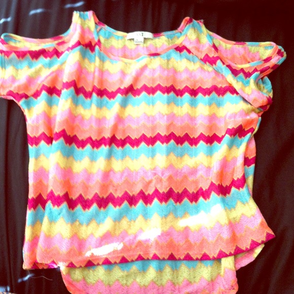 Colorful open shoulder forever 21 top