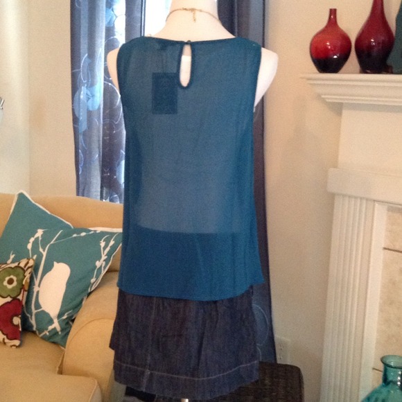 CONSIGNED LOCALLY Sleeveless Teal Flowy Layered 💖 - Picture 3 of 4