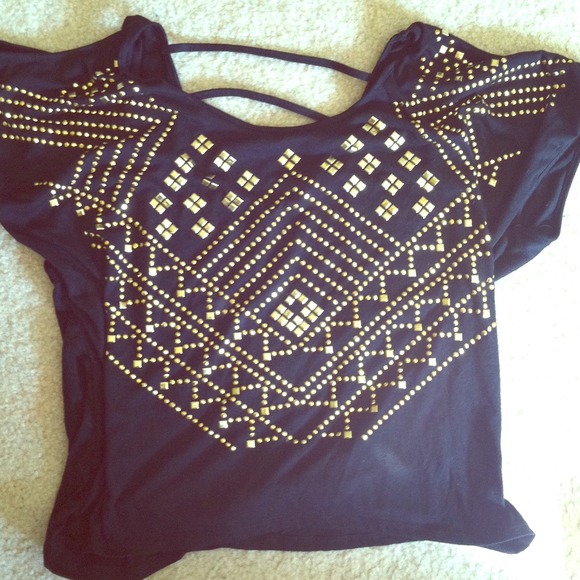 TRADED ❌Size L studded black lose top