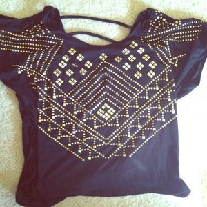TRADED ❌Size L studded black lose top