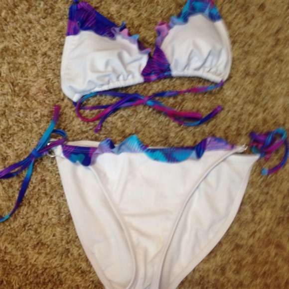 White ruffle bathing suit