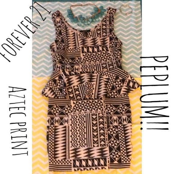 Forever 21 Aztec print peplum dress !