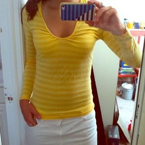 Aeropostale yellow long-sleeve hooded t-shirt