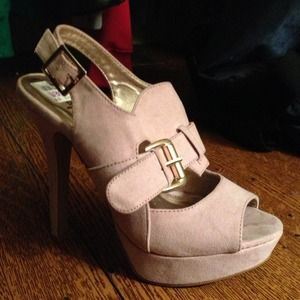 Pink suede heels