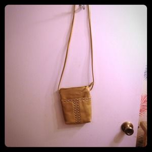 REDUCEDGold leather cross body