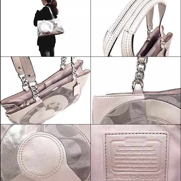 Authentic coach shoulder bag F20013 silver/taupe - Picture 4 of 4