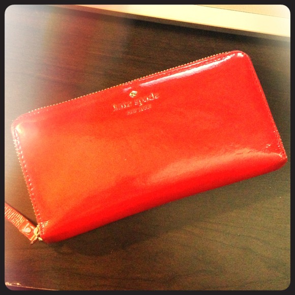 Red patent Kate Spade wallet