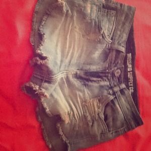High waisted distressed shorts