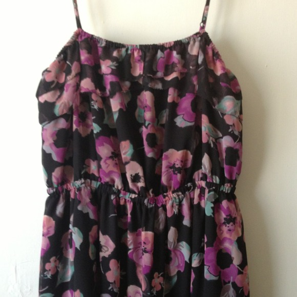 Layered floral dress with ruffle detail