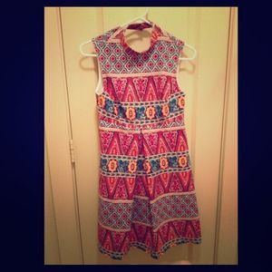 Colorful printed short dress, 100% cotton