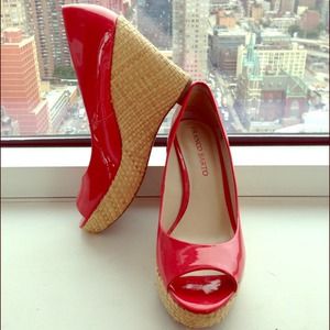 Red Patent Wedges