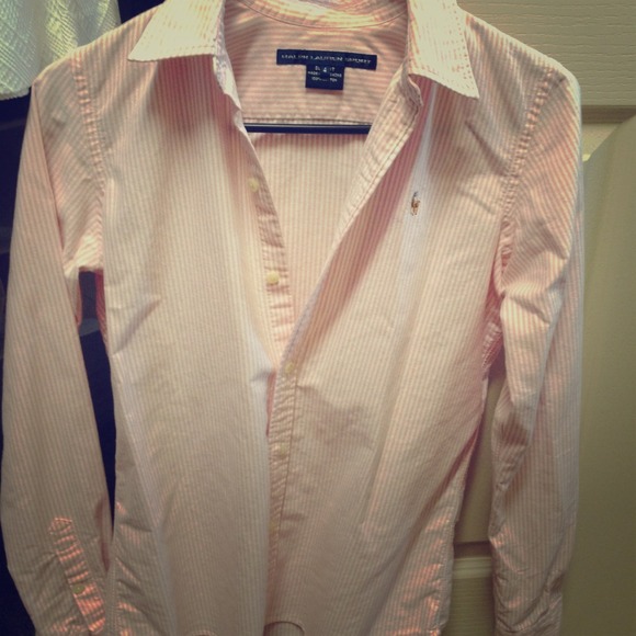 Polo SlimFit oxford sz 4 pink seersucker