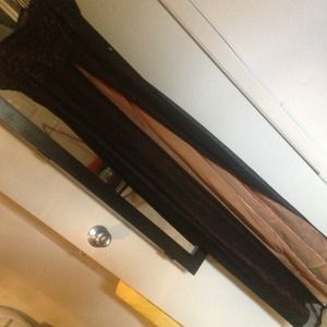 Long silky metallic dress