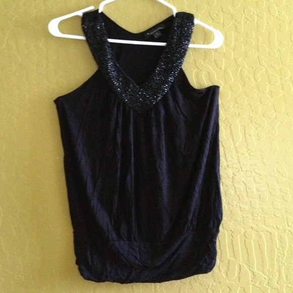Black sleeveless with black beads