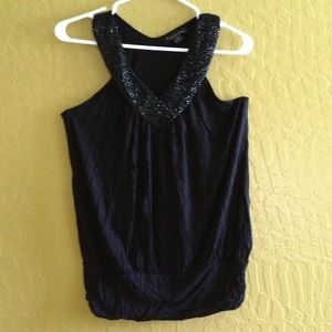 Black sleeveless with black beads