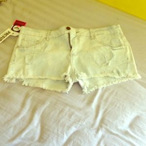 white water denim shorts