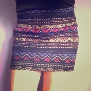 Tribal/Aztec print body con skirt