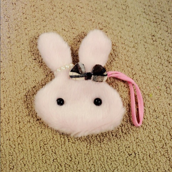 Cute pink bunny furry purse