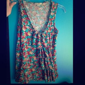 Forever 21 Floral Ruffle Tank