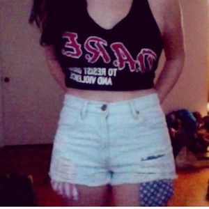 Forever21 high waist denim American flag shorts