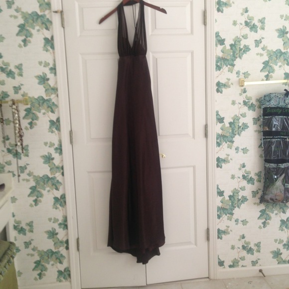 Chocolate brown halter charmeuse emp waist