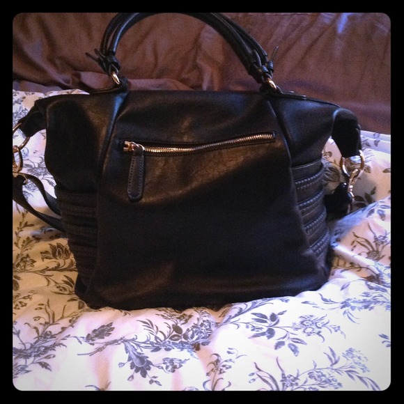 Black leather bag